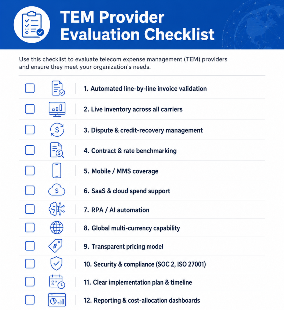 TEM Provider Evaluation Checklist